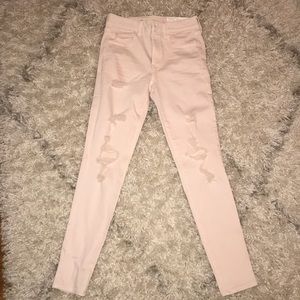 New American Eagle Pink Distressed Denim